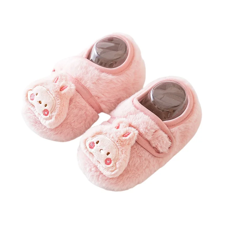 Baby Flats, Cartoon Animal Soft Sole Furry Non-slip Walking Shoes Toddler Shoes for Girls Boys