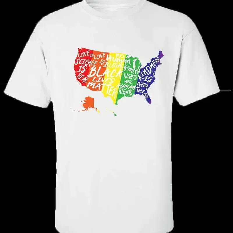 T-shirt à manches courtes Rainbow United States of America Equality Love Unity