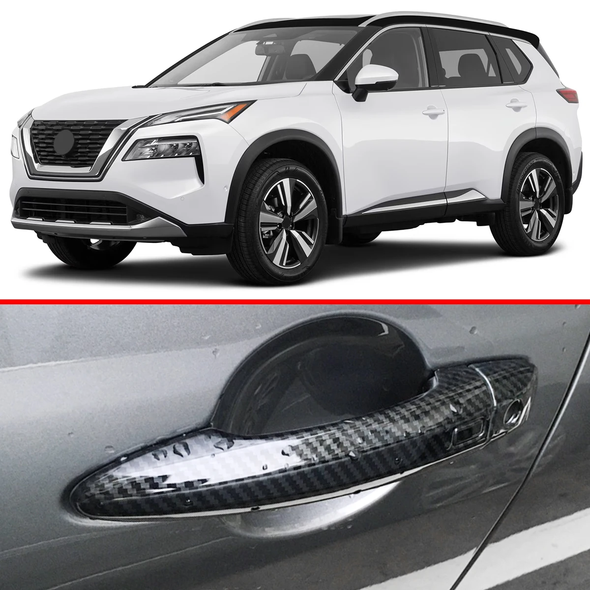 

Крышка дверной ручки автомобиля для Nissan X-Trail Qashqai Rogue 2022-2026, углеродное волокно, хромированная наклейка из АБС-пластика, отделка, аксессуары для декора царапин
