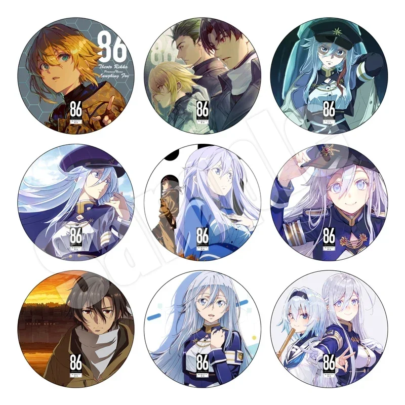 Аниме-86-Восемьдесят-шесть-частей-2-булавки-значки-с-персонажами-мультфильмов-Владилена-Ноузен-круглая-брошь-ручной-работы-для-косплея-декор-для-рюкзака-одежды