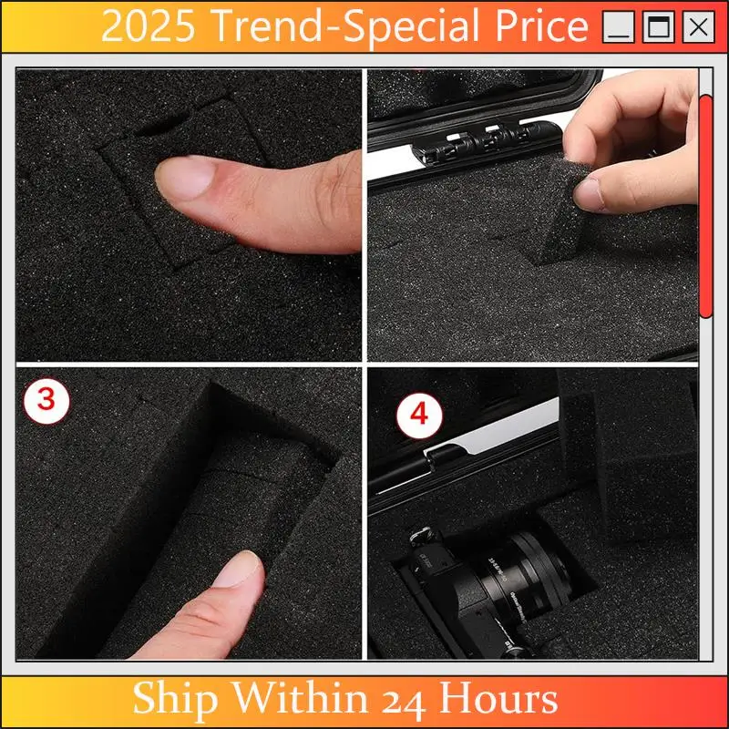 

A61Z Deals Waterproof Hard Carry Case Bag Tool Case With Pre-Cut Sponge Storage Box Protector Organizer Hardware Toolbox