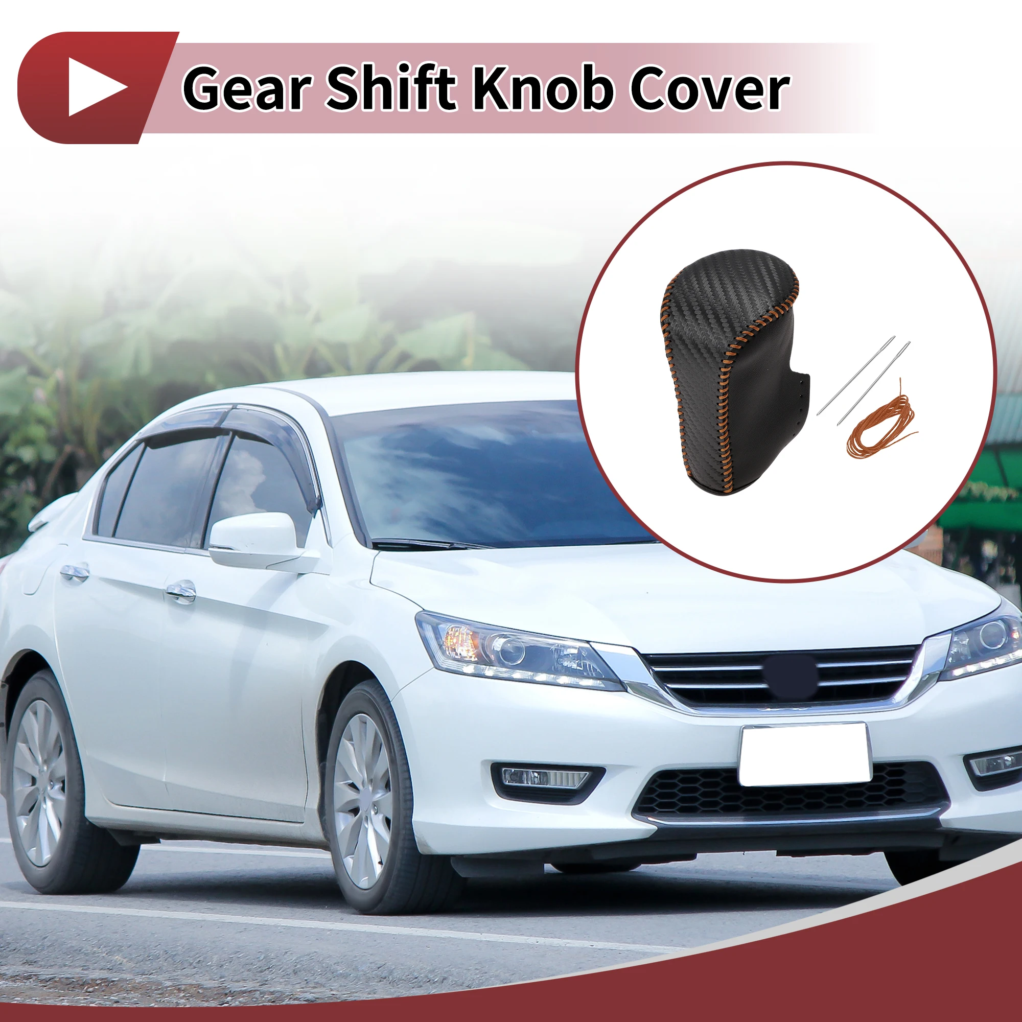 UXCELL Anti-Slip Gear Shift Knob Cover Car Stick Shifting Handle Protector for Honda Accord 8 Black Orange
