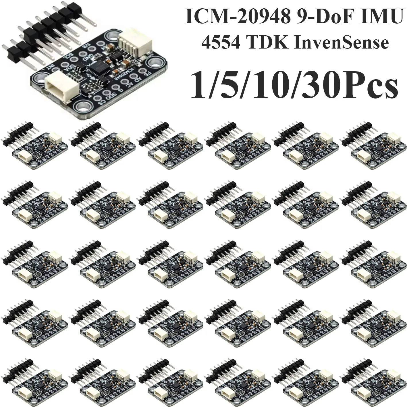 1~30Pcs 4554 TDK InvenSense ICM-20948 9-DoF IMU 3 Axis Accelerometer Gyro Magnetometer Motion Sensor STEMMA QT Qwiic I2C Module