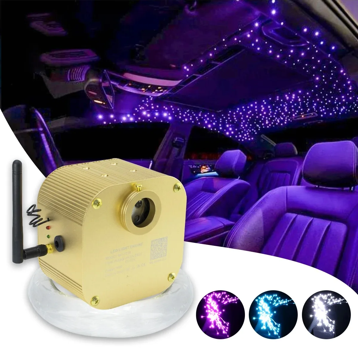 16w rgbw Flashing Fiber Optic light Roof Ceiling Star Light app Music controlled car roof Fiber optic light Christmas lighting