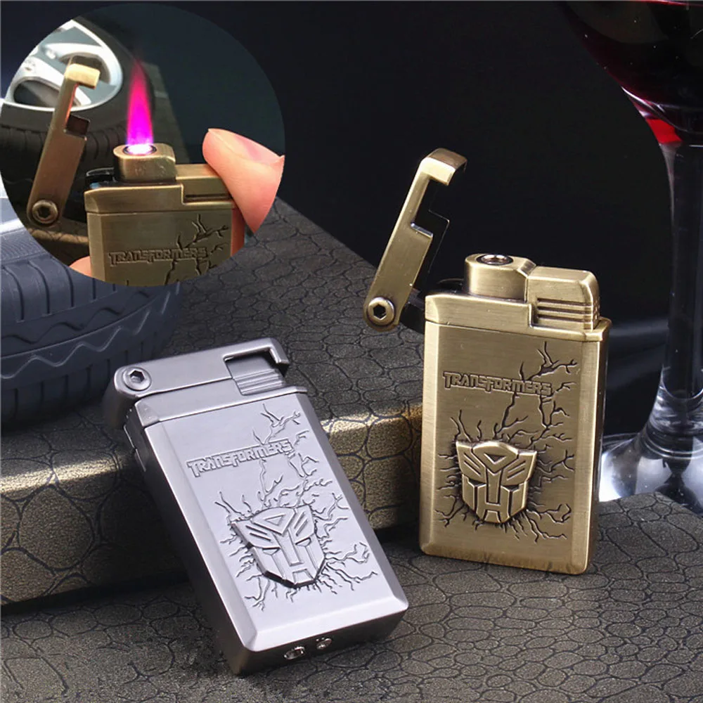 Personalized Lighters Cool Relief Transformers Windproof Butane Torch Retro Refillable Gas Fire Briquet Chalumeau Isqueiro