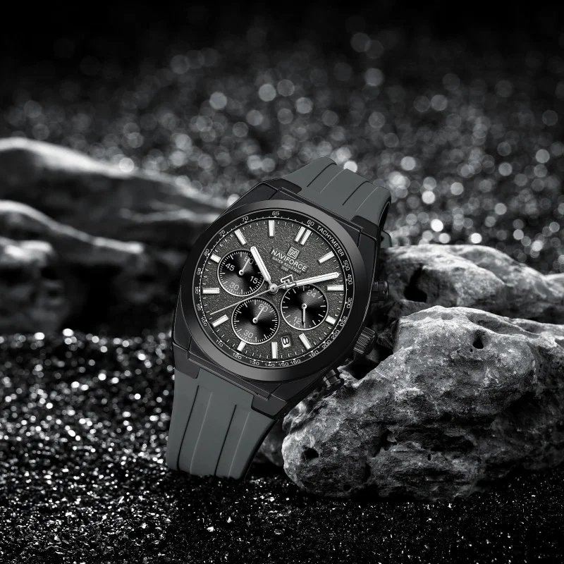 Zegarek męski NAVIFORCE 8080, modny, kwarcowy, z podświetleniem, wodoodporny, z kalendarzem, chronografem, casualowy, sportowy, reloj hombre