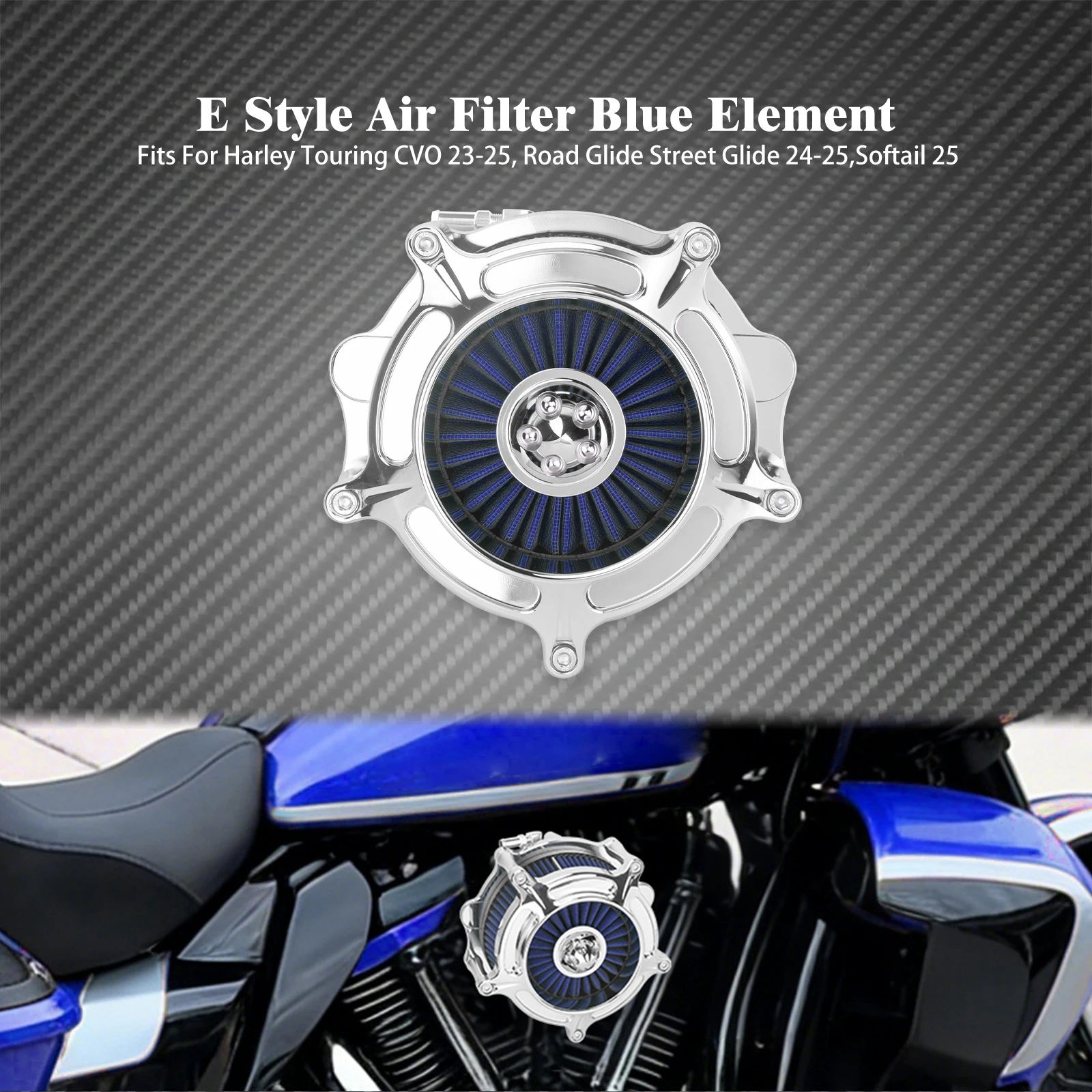 Motorcycle Blue Filter Element Air Cleaner For Harley Touring CVO FLTRXSE FLHXSE 2023-2025
