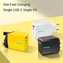 66W Fast Charging Charger PD+USB Data Cable EU US Adapter For iPhone Xiaomi Samsung Huawei Multiple Colors 2024 New