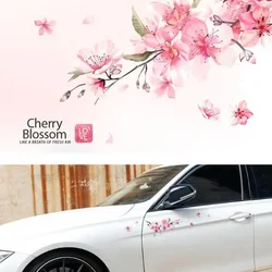 Car Sticker Pink Cherry Blossom Vinyl Car Sticker Auto Flower Decal Windshield Windo Bumper Trim Interior Mouldings Auto Styling