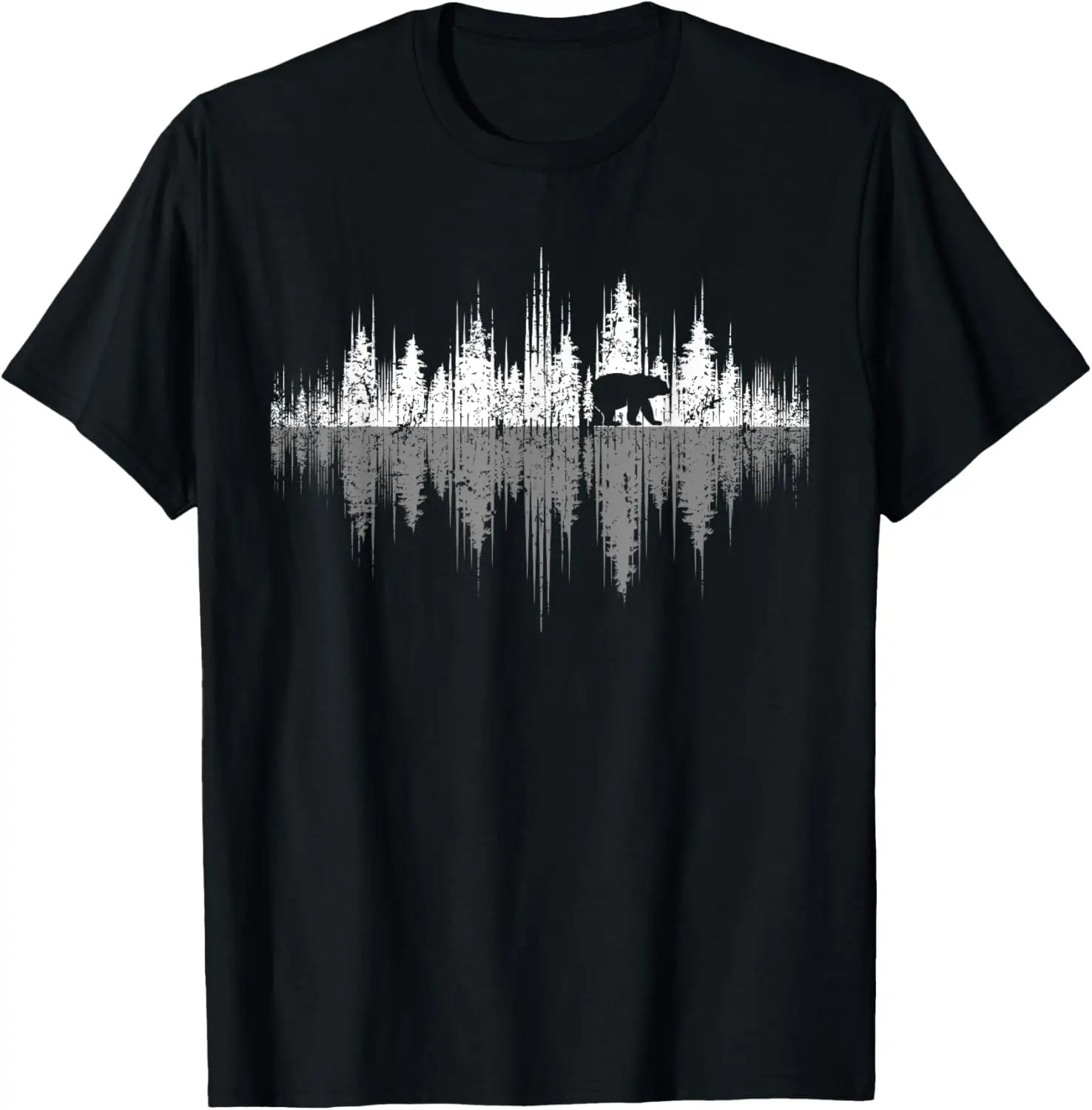 Trees Reflection Wildlife Animal Bear Outdoor Forest Tees T-Shirts Tee – Soft, 100% Cotton Trendy Y2K Short-Sleeve Tee-Soft,
