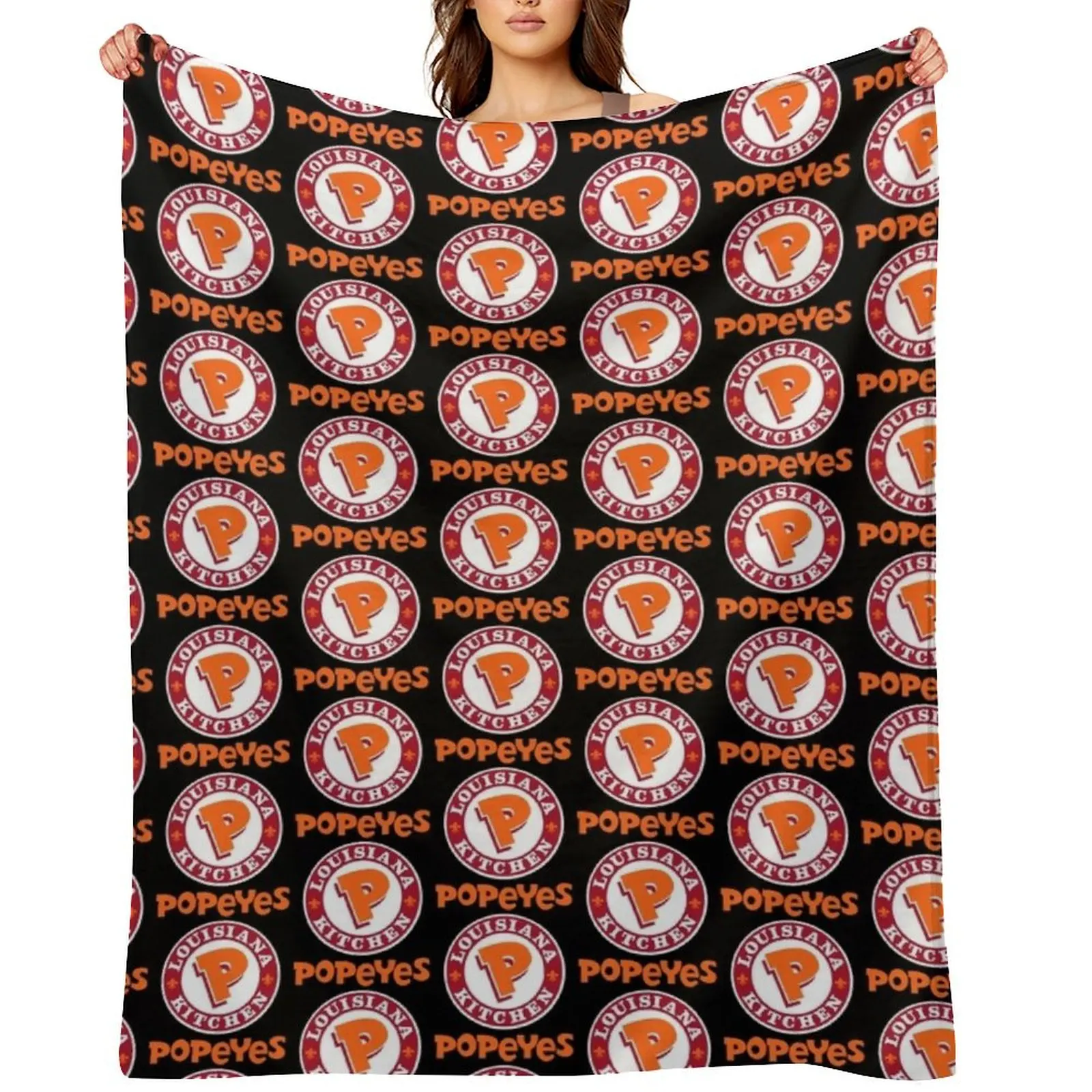 Louisiana Kitchen Popeyes Classic Logos Throw Blanket Hairys Luxury blankets ands Heavy Blankets