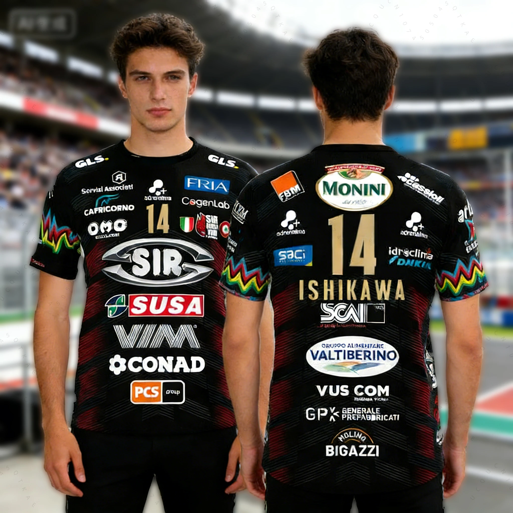 No. Camiseta de voleibol 14 Sir Safety Perugia, ropa de partido, camiseta de playa para hombre, Ishikawa Home Champions, ropa deportiva de ciclismo para hombre