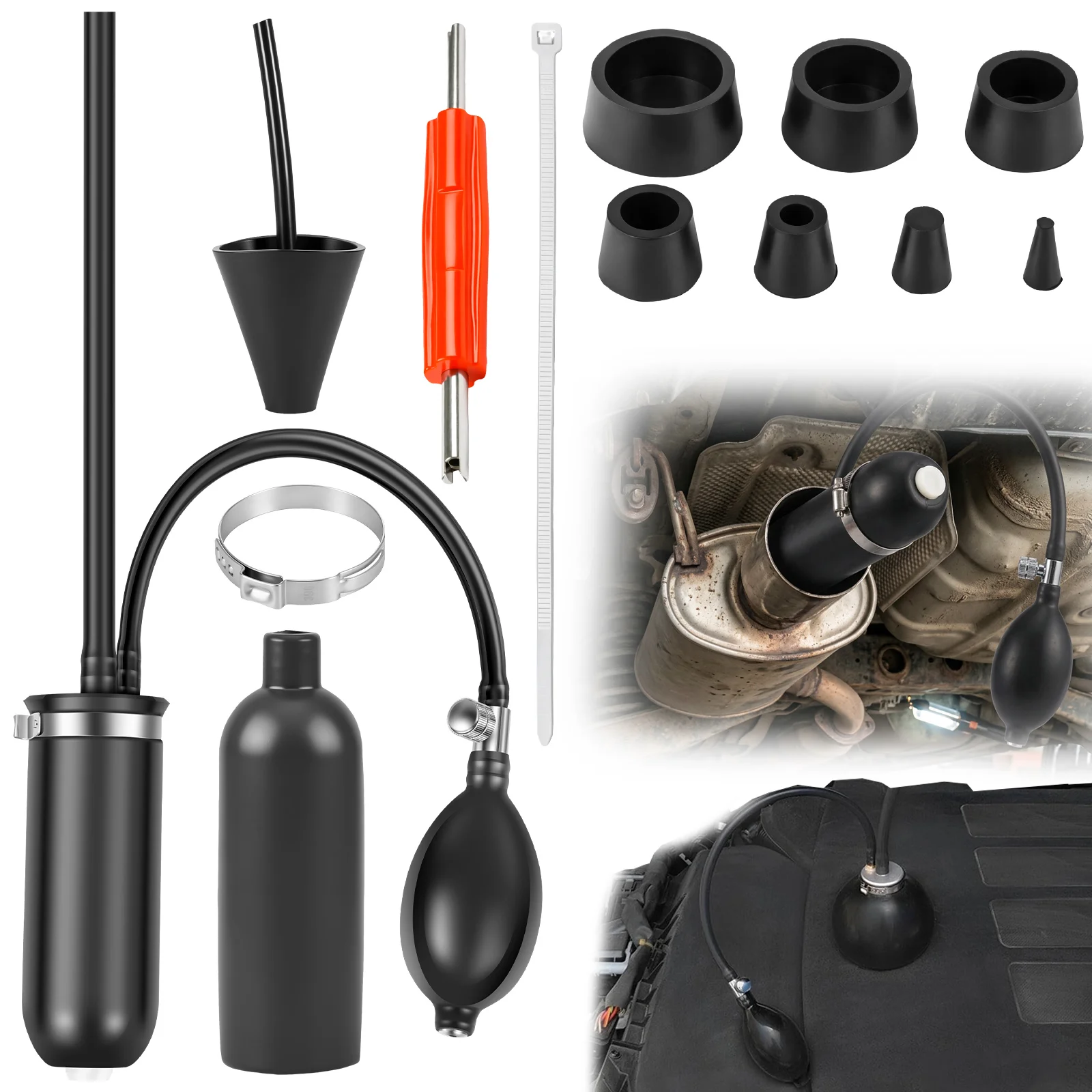 Automotive Smoke Machine Accessories Kit Smoke Machine Leak Detector Accessories with Inflatable Intake Adapter Sealing Cones