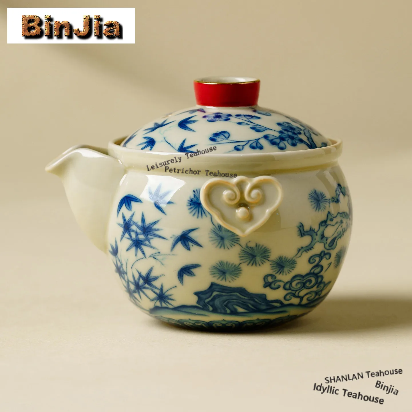 105ml High-temperature Enameling Pine Bamboo Plum Teapot Elegant Tea Infuser Pot Tea Making Kettle With Strainer Tea Items Craft