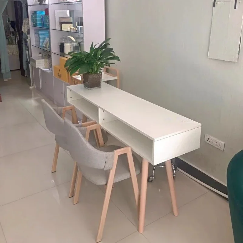 

Compact Wooden Nail Desk Design Aesthetic Professionals Nail Desk Storage Station Modern Scrivania Per Unghie Home Furniture