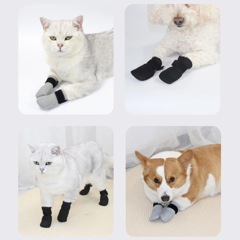 4PCS Dog Foot Foot Cover Indoor Injuryproof Pet Antislip Dog Shoes Cats Foot Protectors Foot Muffs Grooming Supplies Drop ship