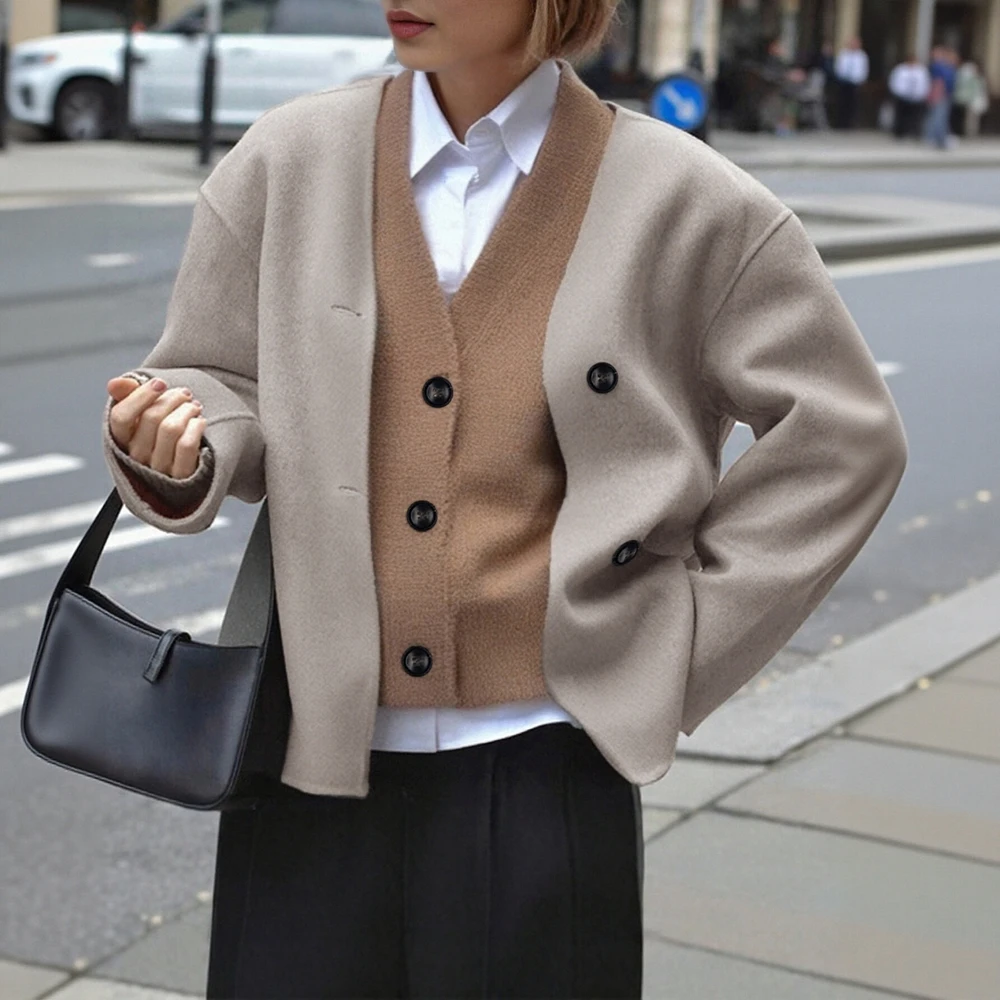 

Autumn Winter Casual Style Women's Coat No Decoration Fashionable Outerwear for Ladies Comfortable Fit Upper Apparel