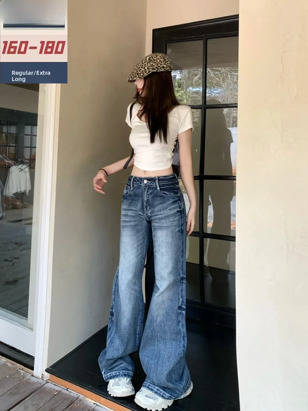 

Extended Size High Waist Skinny Jeans Women's Summer Waed Blue Denim Pants Taller 75cm Ripped Micro Flare Trousers