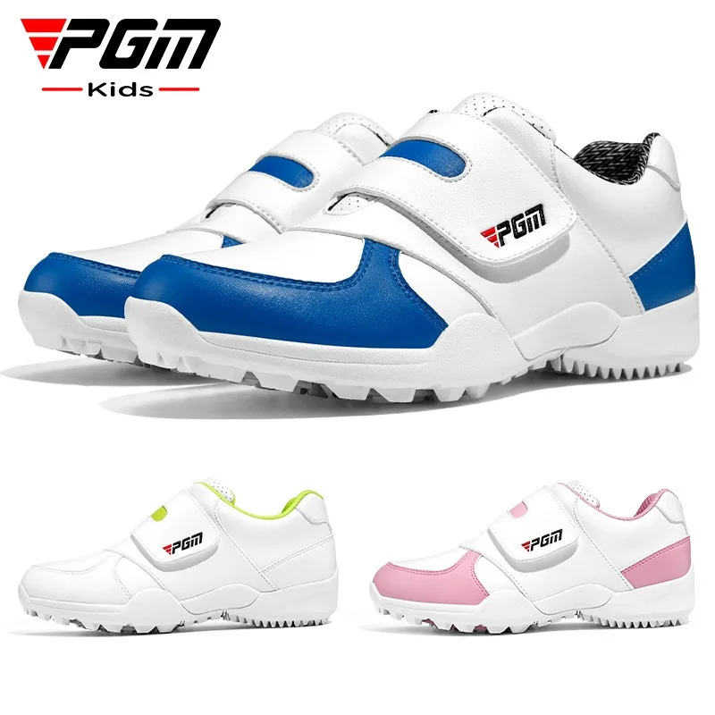PGM Children Golf Shoes Boys Girls Breathable Lightweight Anti Slip Sports Sneakers Hook & Loop Junior Golf Training Shoes