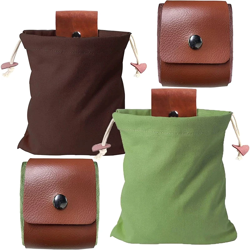 

Outdoor Foraging Case Bag Leather Bushcraft Bag Vegetable Harvest Garden Fruit Picking Waist Tools Storage Hanging Pouch Camping