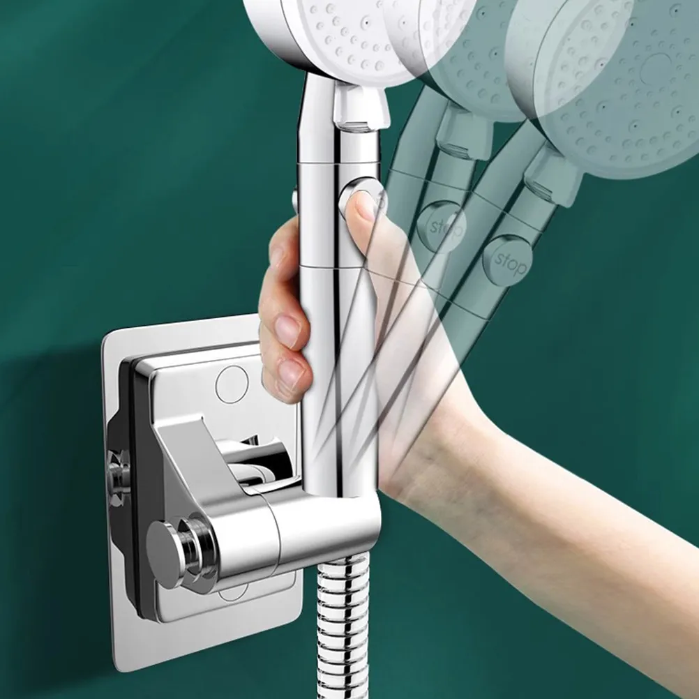Bathroom Shower Head Holder Adhesive ABS Plastic Handheld Sprayer Holder Adjustable Height Wall Shower Mount Bathroom Supplies