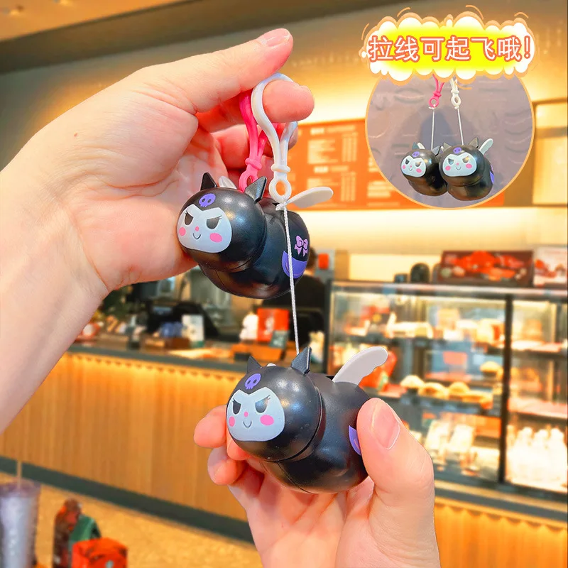 Sanrio Kuromi Cartoon Doll Toys Easy to play and unzip the flying toy with flying wings and pendant keychain Birthday Present