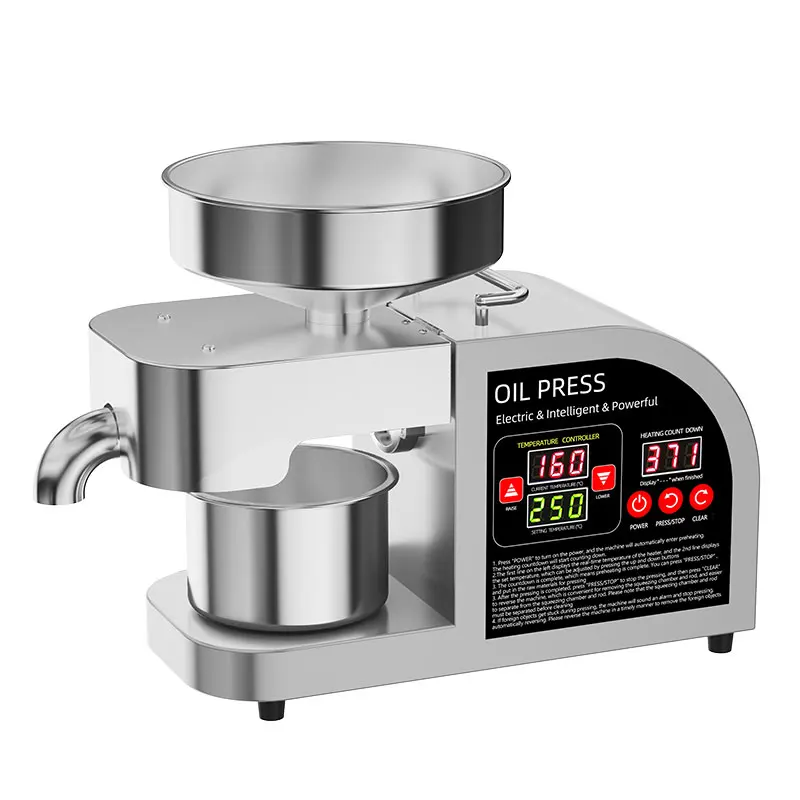 Professional 2-in-1 เครื่องกดน้ํามัน,304 สแตนเลสในครัวเรือน & Commercial Oil Expeller, สําหรับอัลมอนด์/ดอกทานตะวัน/มะกอก