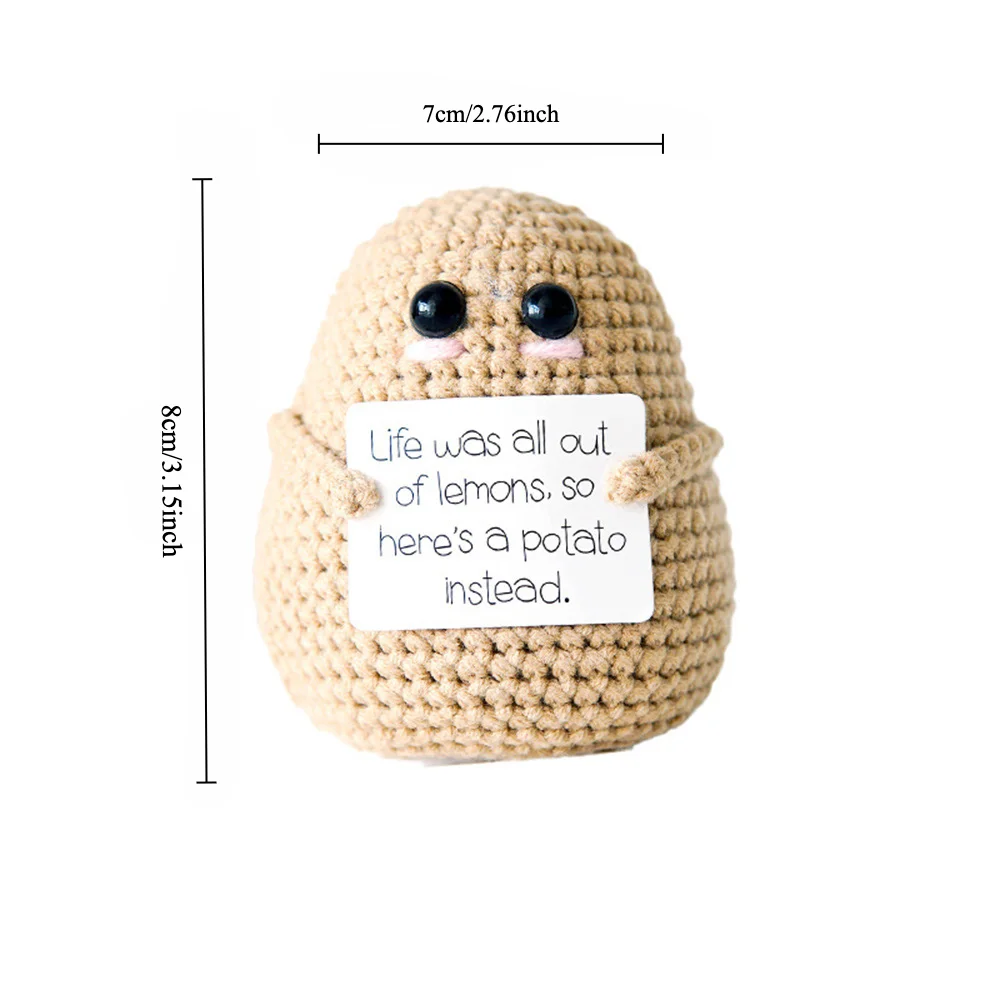 Big Butt Positive Energy Potato Doll Hug Pocket Mini Handmade Wool Knitting Doll With Card Funny Festival Gift Home Decoration