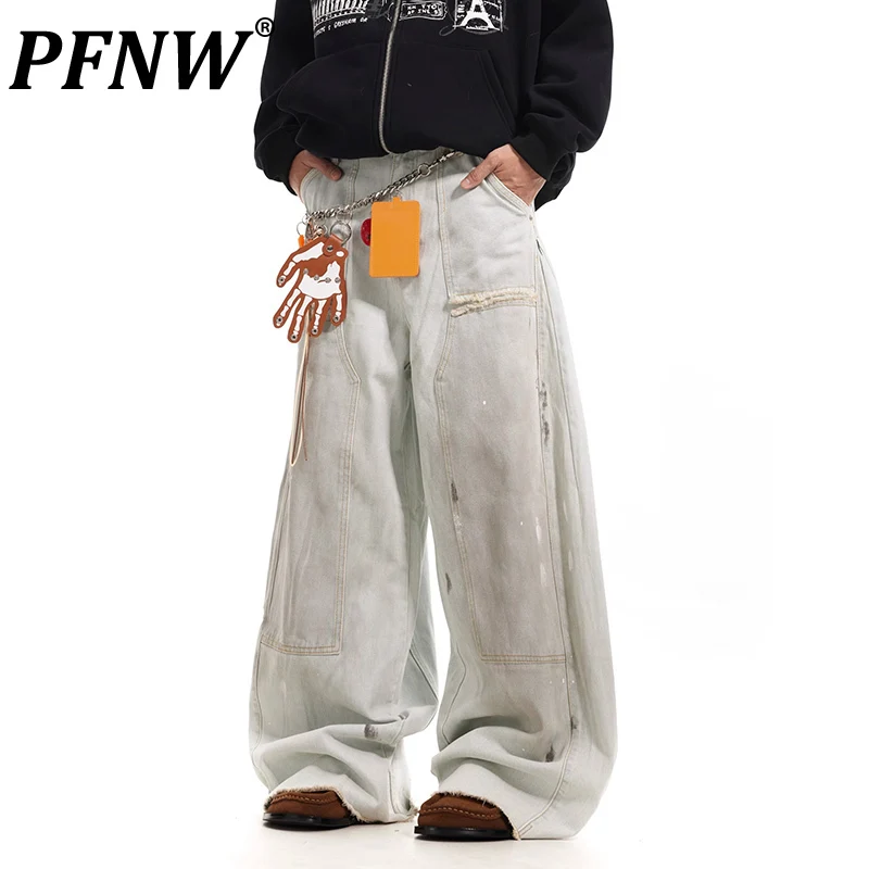 PFNW Niche Vintage Dirtyfit Washed Silhouette Machete Pants Men's 2025 New Loose Wide Leg Distressed Denim Trousers Tide 28W5719