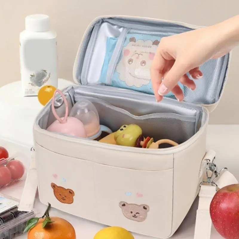 Сумка для мамы, дорожная термосумка для хранения еды, сумка через плечо с вышивкой медведя, детская бутылка-кукла, сумка 24BE