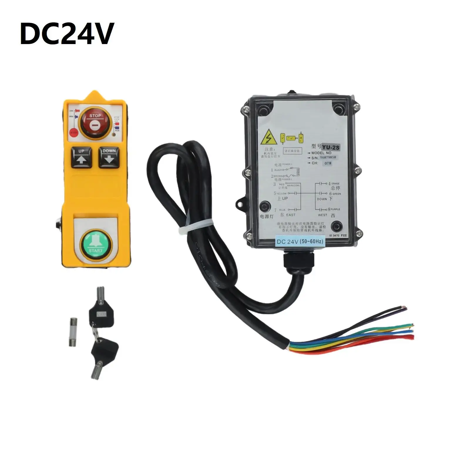 YU 2-Button Wireless Remote Control Compatible with Electric Hoist For Crane Conveyor Concrete Pump DC24V AC220V AC380V