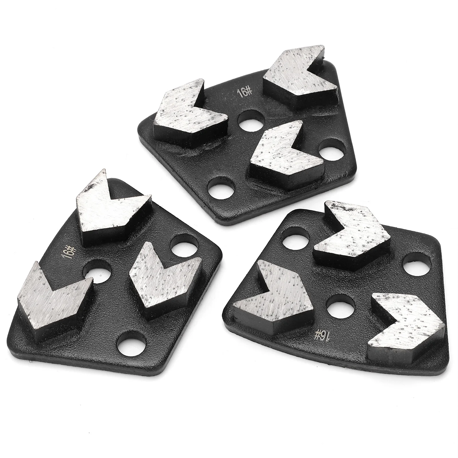 

3Pcs Trapezoid Diamond Grinder Concrete Grinding Shoes Cutting Tool Disk Set 16# Black