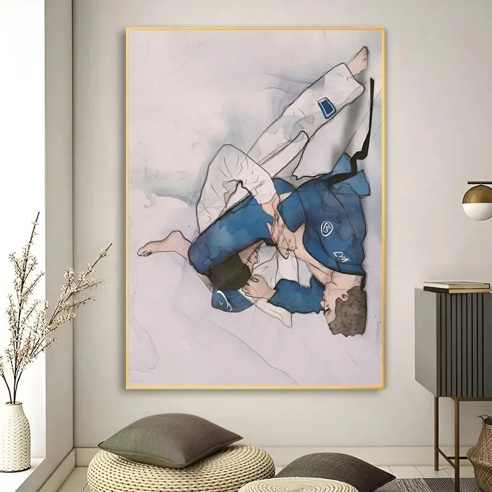 Jiu Jitsu Skeleton Fighter Abstract Poster and Prints Image Wall Art Canvas Painting Wall Pictures for Living Room Decor