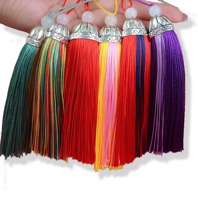 

1/3/5/10pcs 10cm Bicolor Silk Tassels Metal End Caps Decorative Fringe Trim for DIY Sew Curtain Jewelry Making Accessories