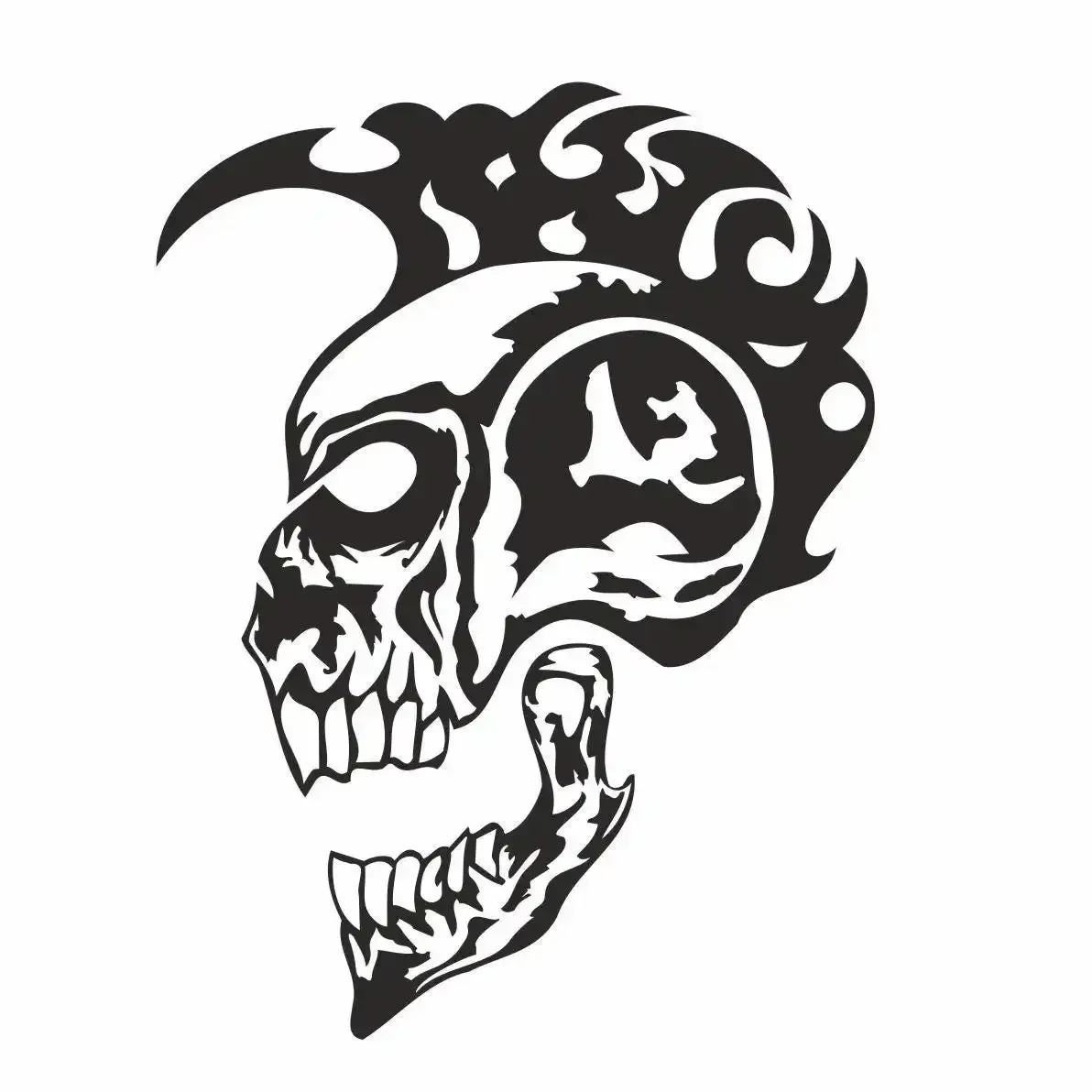 

1PC Monochrome Edgy Skull with Flame Accents Self-Adhesive Decals for Car Laptop Phone Customization