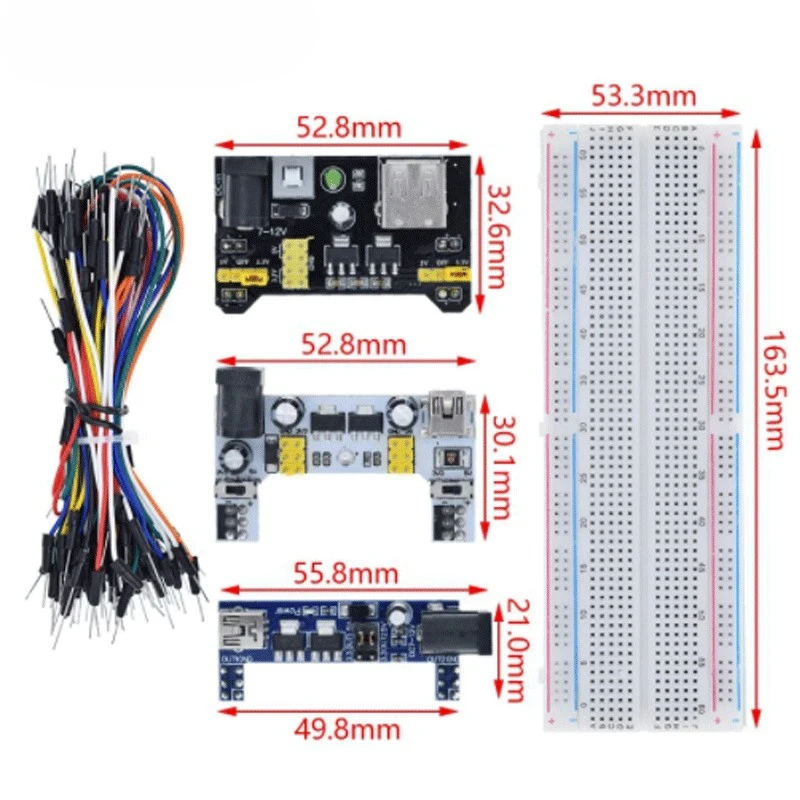 3.3V/5V MB102 Breadboard power module+MB-102 830 points Prototype Bread board for arduino kit +65 jumper wires wholesale