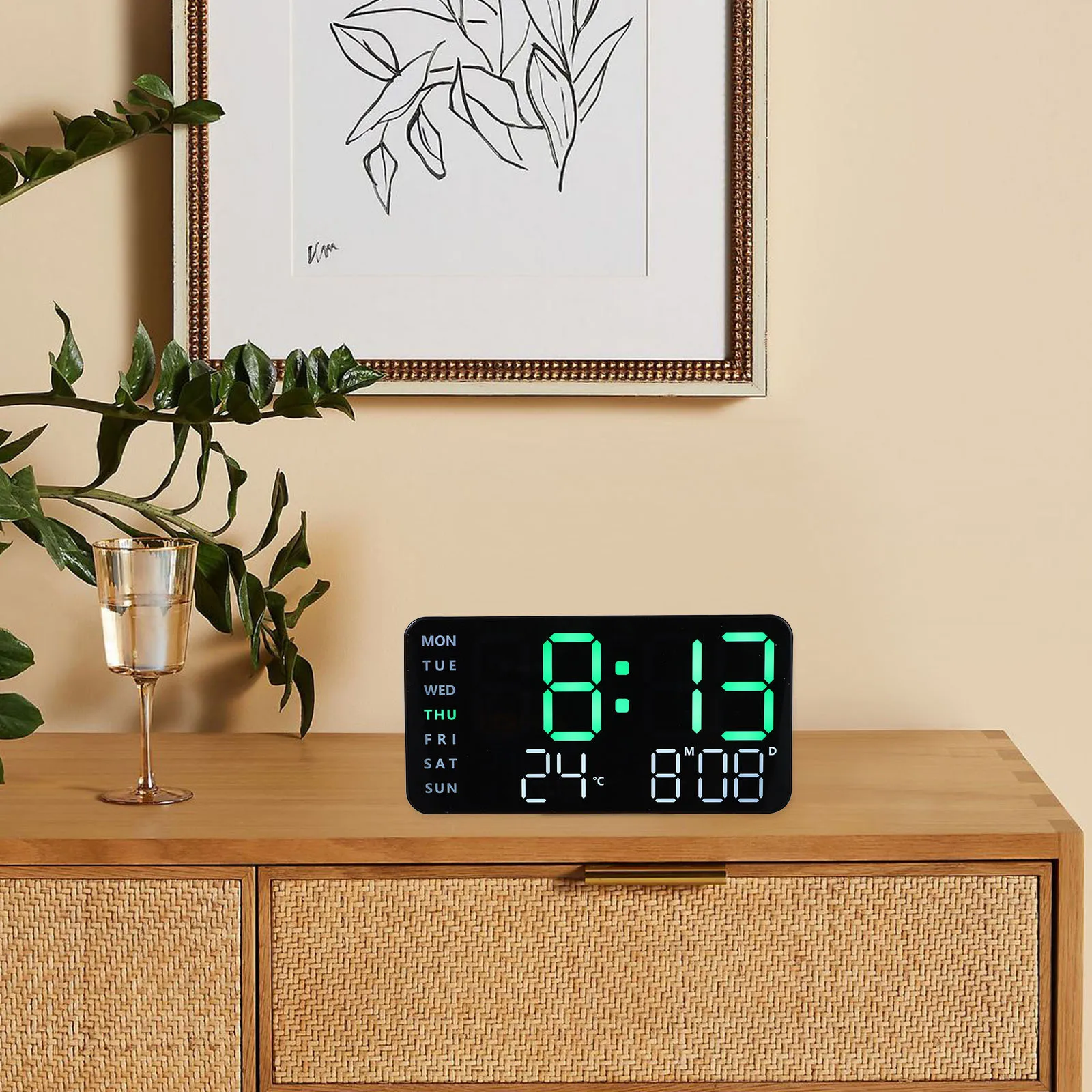 

LED Alarm Clock High Durability Plastic Build Compact Light Weight Multi Functional Fashionable Design for Bedroom Living Room