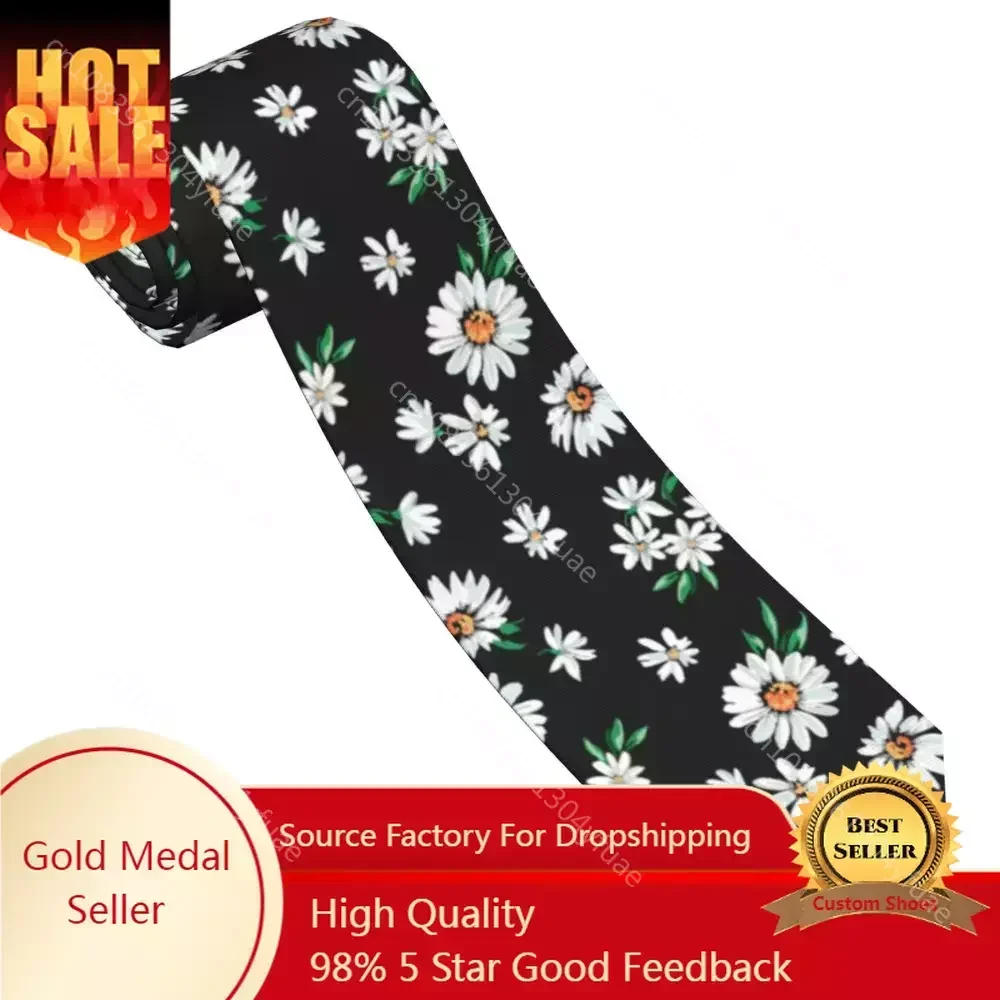 

Daisy Flower Necktie Men Silk Polyester 8 cm Classic Neck Ties for Mens Shirt Accessories Wedding Business