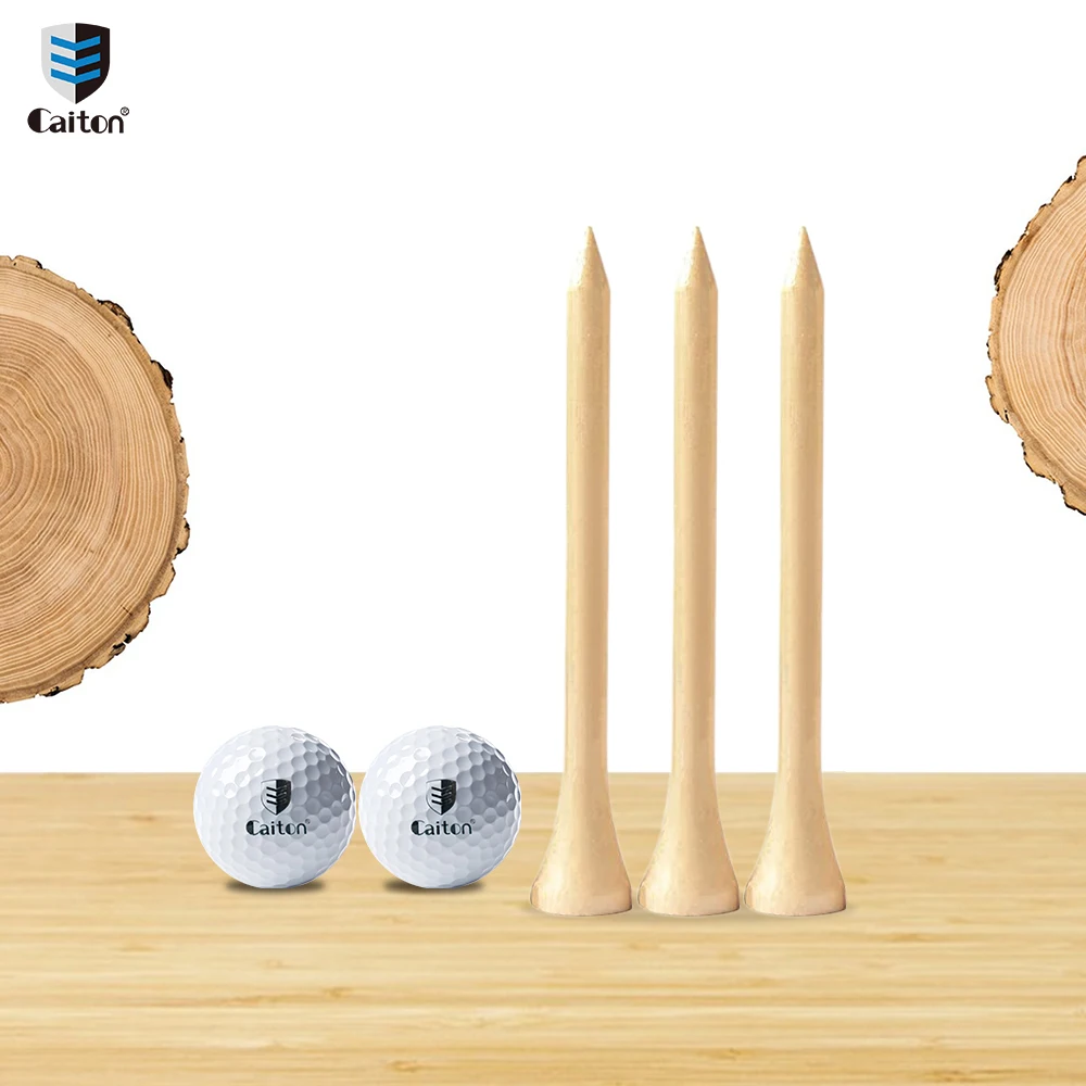 Caden Golf Wooden Tee, 10pcs Environmentally Friendly And Durable, Smooth Surface, Sizes (1.17in,2.1in,2.8in,3.3in) Choice