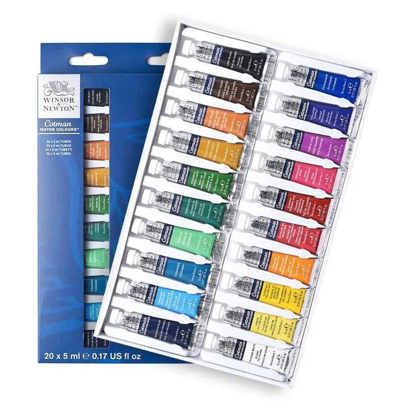 

Winsor & Newton Paint Set 10/20 Colors 5ml Tubes High Transparency Lightfastness Cotman Watercolor Pigmentset mini watercolorse