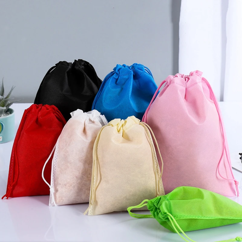 StoBag Non-woven Drawstring Bags Shoe Clothes Storage Fabric Reusable Pocket Travel Organizer Pouches Custom Logo(Extra Fee)