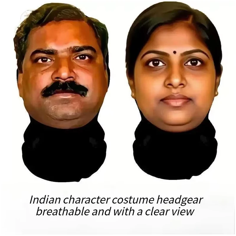 Masque réaliste de style indien, masque de cosplay abstrait et amusant, équipement essentiel pour sortir et faire du vélo