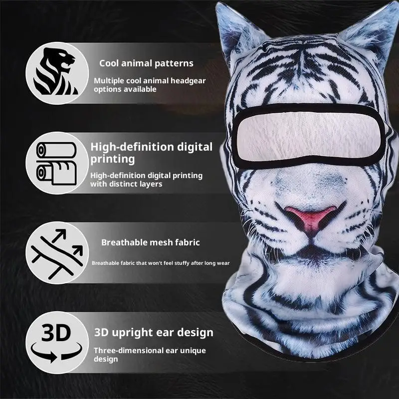 1 قطعة بالاكلافا الحيوان دراجة نارية موتوكروس التزلج على الجليد قبعة ثلاثية الأبعاد القط تزلج بالاكلافا الحيوان الوجه تغطي كامل الوجه هود قناع #3
