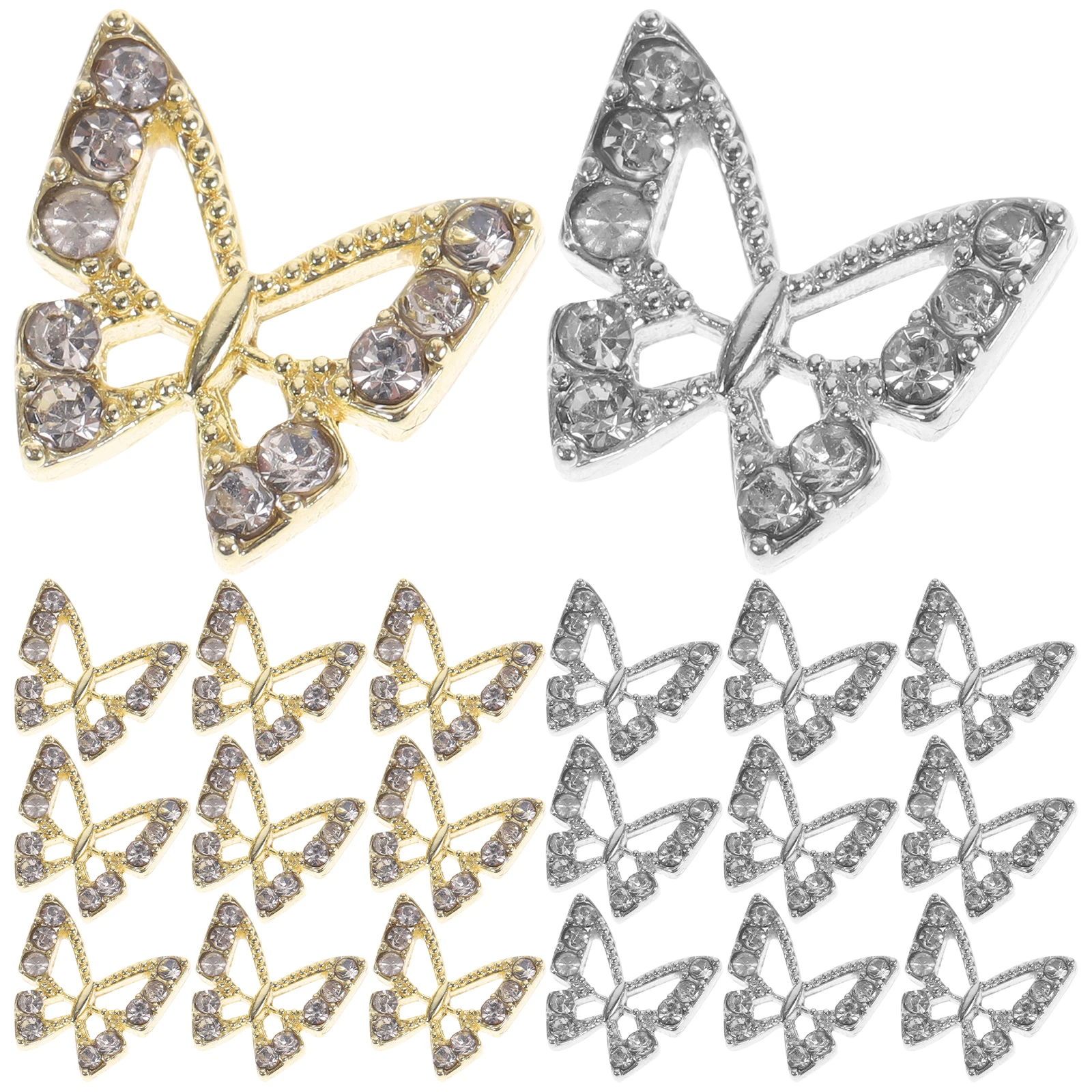 

20 Pcs Bright Alloy Butterfly Nail Decorations Rhinestone Charms for DIY Crafts Jewelry Making Nail Supplies