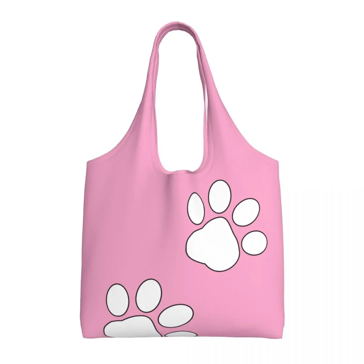 

Dog Paw Pattern Shopping Bag Women Canvas Shoulder Tote Bag Durable Pet Lover Groceries Shopper Bags Photography Handbags Gifts