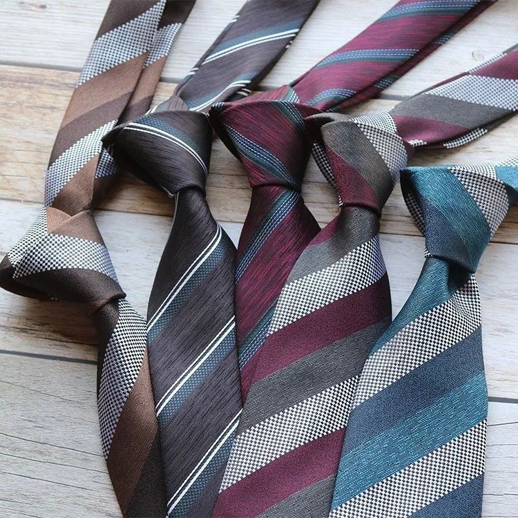 Men's small patterned tie, men's formal attire, business 8cm, fashionable, casual, retro coffee colored tie, cartoon tie