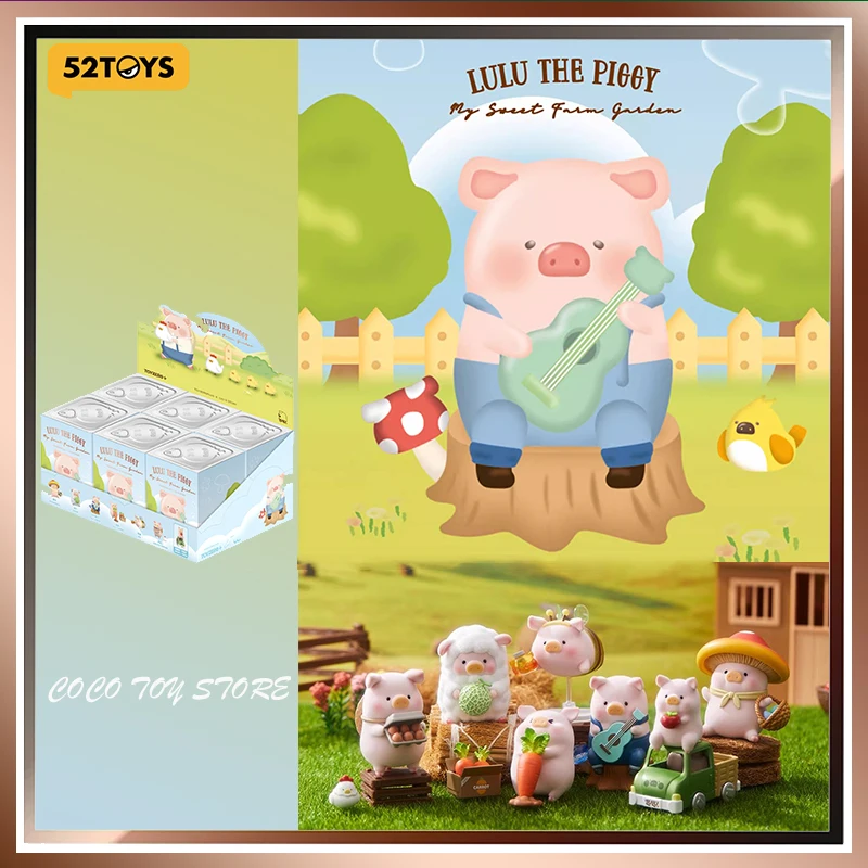 Lulu The Piggy My Sweet Farm Garden Series Blind Box Figure, Boîte Mystère, Ornements de Bureau pour Enfants, Original, 52 Jouets, Mode