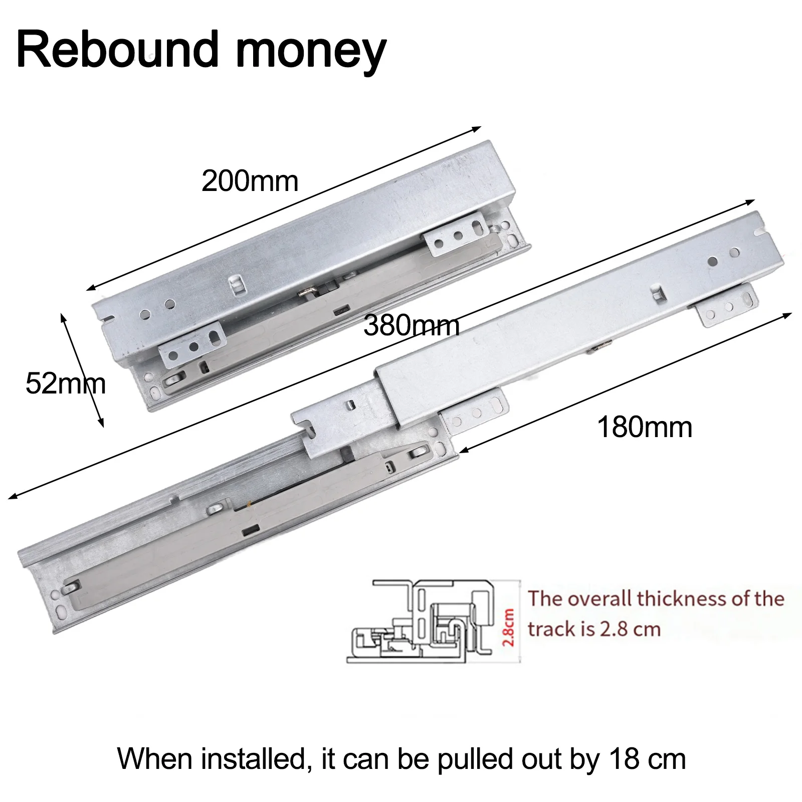 Bottom Mounting Jewelry Track Watch Showcase Slide Bread Cabinet Cushioning Damping Guide Three Rails