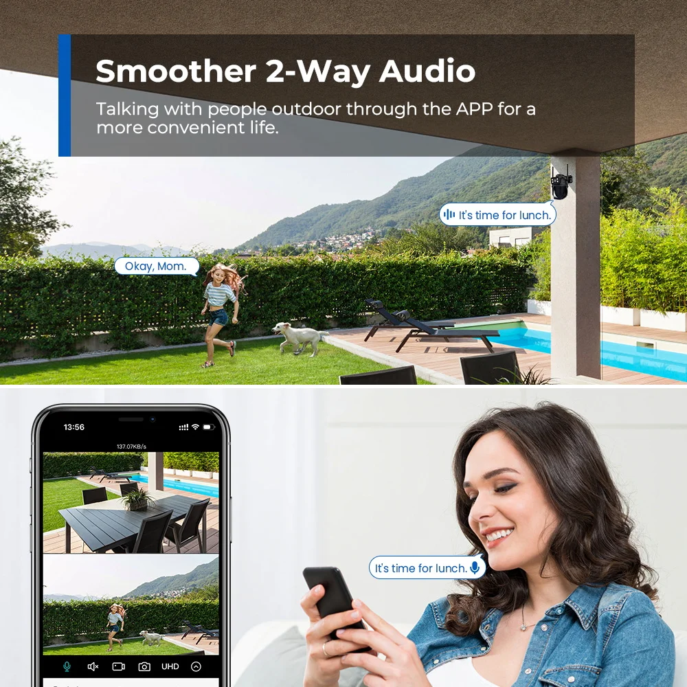 IP Camera 9MP 5K WiFi Outdoor Camera 8x Zoom Three Lens Dual Screen Auto Tracking Home Security CCTV Surveillance Camera ICSEE