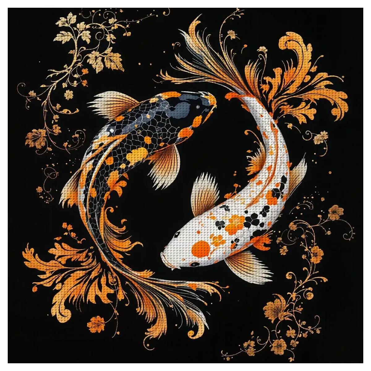 1pc 40X40CM/15.74inch Fish Stamped Cross Stitch Kit DIY Kit 11CT/14CT DIY Embroidered Set DIY Cross-Stitch Set Accessories